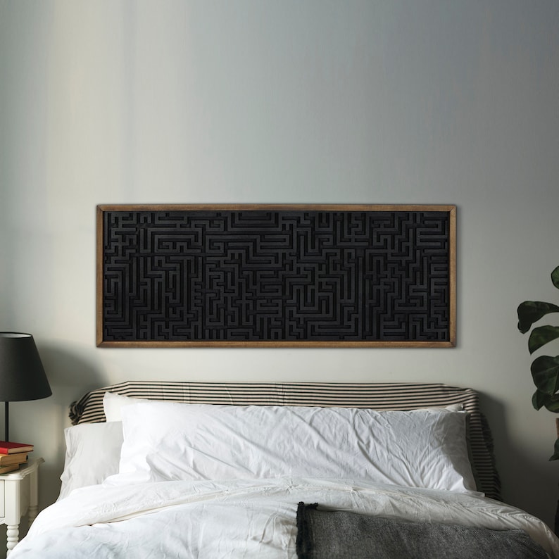 Wood Maze Wall Art Wall Art Long Maze Wood Wall Decorbedroom Etsy