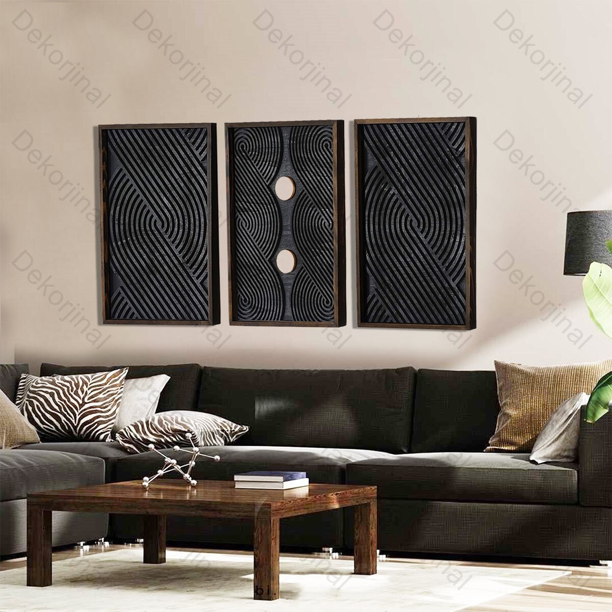 3 Set Wood Geometric Wall Art Set , Minimalist Wood Wall Art Set ...