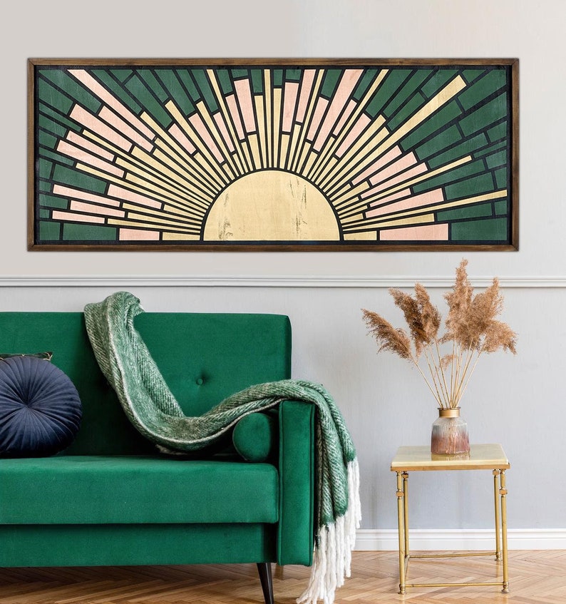 Boho Wood Wall Art, Wall Art Long Sunlight Wood Wall Decor Bedroom ...