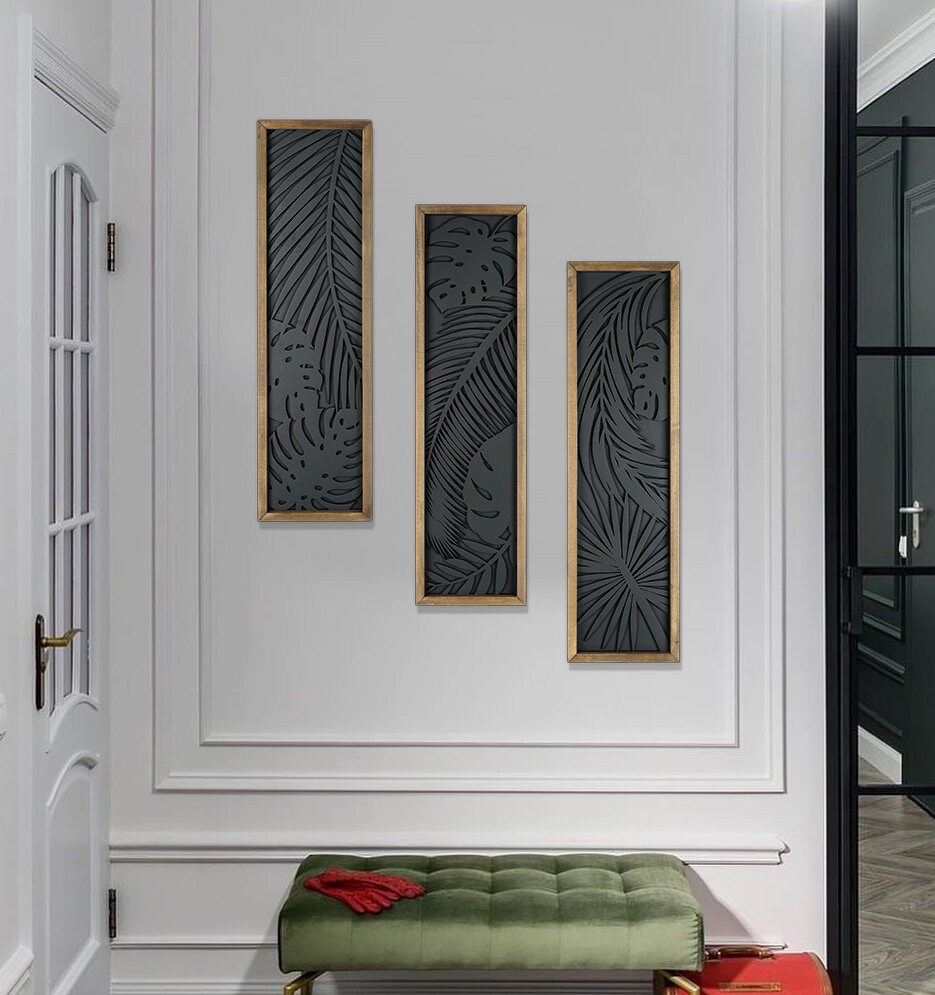 3 Set Wood Flower Wall Art Set , Flowers Wooden Wall Art Set ,modern ...