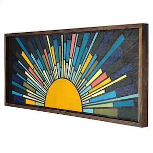 Sunrise Wood Frame Wall Art , Wood Wall Hanging , Panoromic Sunrise Wall Art ,Nature Wood Frame Wall Art ,Wooden Art ,Wall Hanging Wood Art