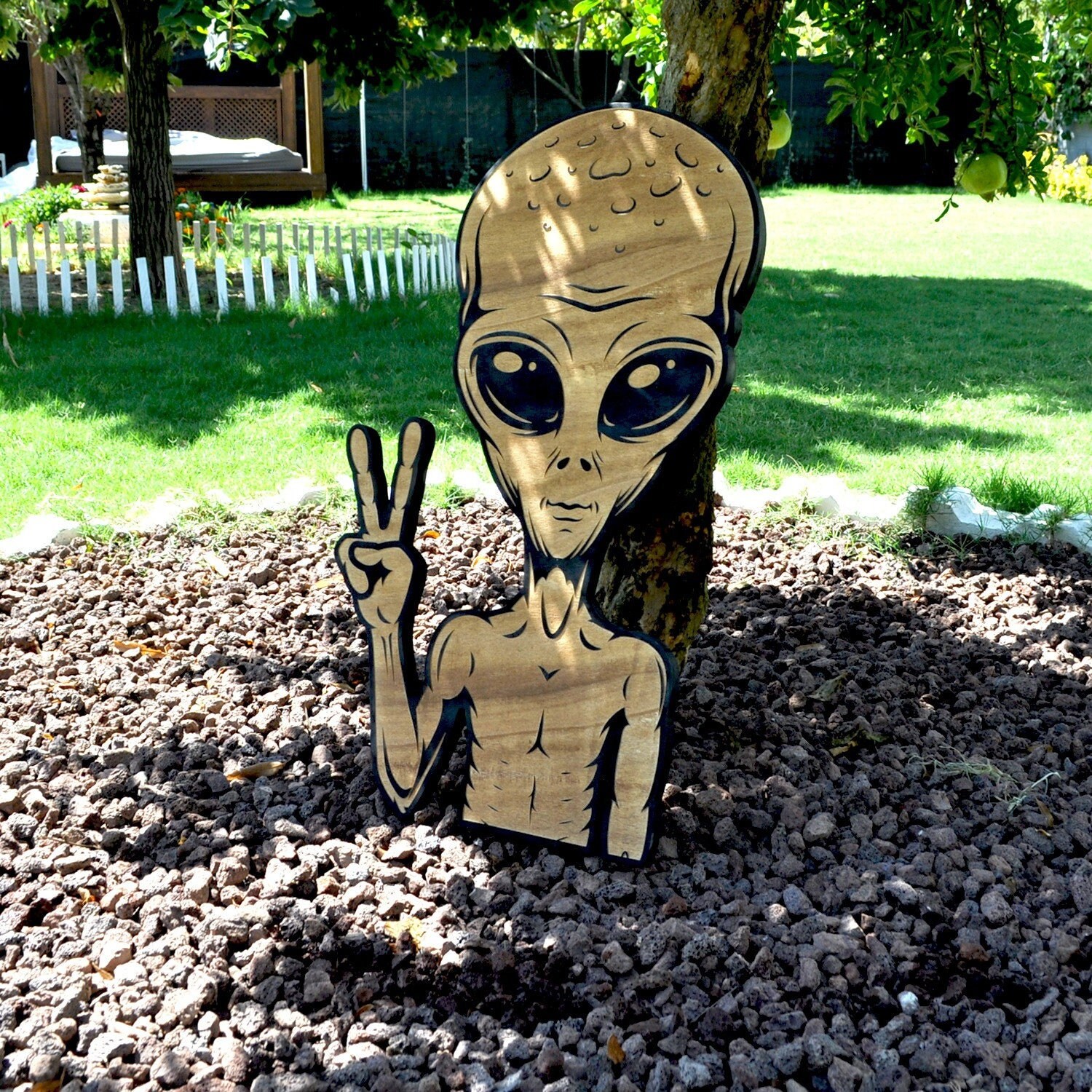 Alien Wood Engrave Wall Decor Engraved Wall Art Wall Etsy UK