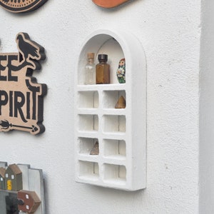 Concrete effect curiosities shelf,Oddities Display,Wall shrine,Wall Altar, Curiosity Niche,Collections Shelf, Hanging wall art,Curio Display