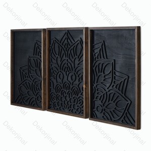 3 Set Wood Mandala Wall Art Set , Flowers Wooden Wall Art Set ,Mandala Wood Wall Art,Bedroom Wall Art,Wood Wall Panels,Hanging Headboard,
