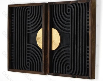 2 Set Wood Geometric Wall Art Set ,Modern Wood Wall Art,Bedroom Wall Art,Wood Wall Panels,Hanging Headboard,Geometric wood wall decor,