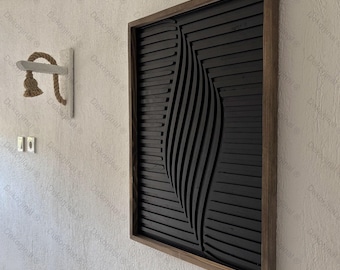 Moderne Holzwandkunst, Geometrische Holzwanddekoration, Schlafzimmer Wandbehang Holzrahmen Wandkunst, Minimalistische Holzrahmen Wandkunst, Geometrische Kunst