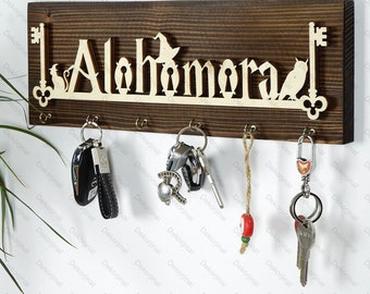 Solid Wood  Alohomora Key Holder, Alohomora Key rack ,Alohomora Key Hanger Wood Sign ,