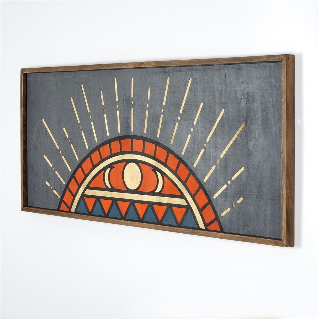 Boho Sun Wood Wall Art Abstract Sun Extra Large Wood Wall Art Etsy