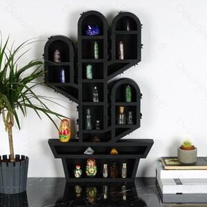 Cactus Crystal Wall Shelf, Halloween Decor, Cactus Shelf , Witch Decor,Wood Crystal Display ,Essential Oil Shelf ,Succulent Shelf,wall rack image 2