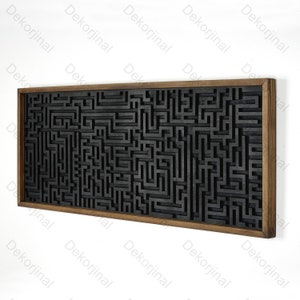 Wood Maze Wall Art, Wall Art Long Maze  Wood Wall Decor,Bedroom Wall hanging,Wood Frame Wall Art ,Geometric Wall art , Wood decor for Wall
