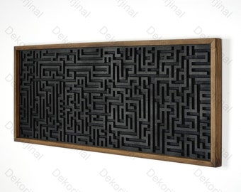 Wood Maze Wall Art, Wall Art Long Maze  Wood Wall Decor,Bedroom Wall hanging,Wood Frame Wall Art ,Geometric Wall art , Wood decor for Wall