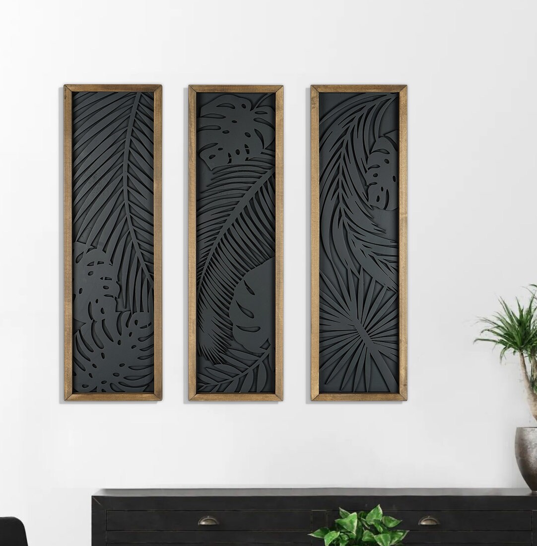3 Set Wood Flower Wall Art Set , Flowers Wooden Wall Art Set ,modern ...