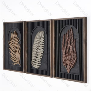 3 Set Set di decorazioni da parete con fiori in legno, Set di decorazioni da parete in legno con fiori, Decorazioni da parete moderne in legno, Decorazioni da parete per camera da letto, Pannelli murali in legno, Testiera sospesa,