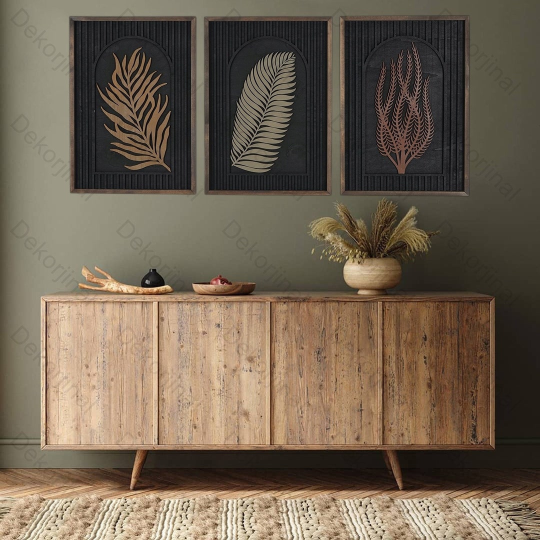 3 Set Wood Flower Wall Art Set , Flowers Wooden Wall Art Set ,modern ...
