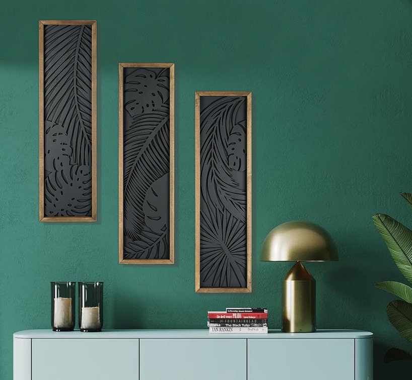 3 Set Wood Flower Wall Art Set , Flowers Wooden Wall Art Set ,modern ...