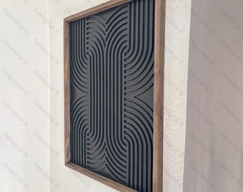 Moderne Holzwandkunst, Geometrische Holzwanddekoration, Schlafzimmer Wandbehang Holzrahmen Wandkunst, Minimalistische Holzrahmen Wandkunst, Geometrische Kunst