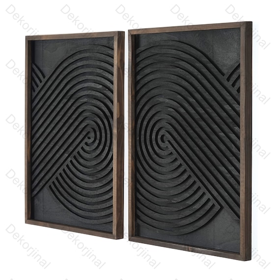 2 Set Large Geometric Wooden Wall Art Set ,Geometric Wooden Wall Art Set,Modern Wood Art,Bedroom Wall Art,Wood Wall Panels,Hanging Headboard