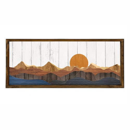 Sunrise Wood Frame Wall Art Wood Wall Hanging Panoromic Etsy