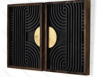 2 Set Wood Geometric Wall Art Set ,Modern Wood Wall Art,Bedroom Wall Art,Wood Wall Panels,Hanging Headboard,Geometric wood wall decor,