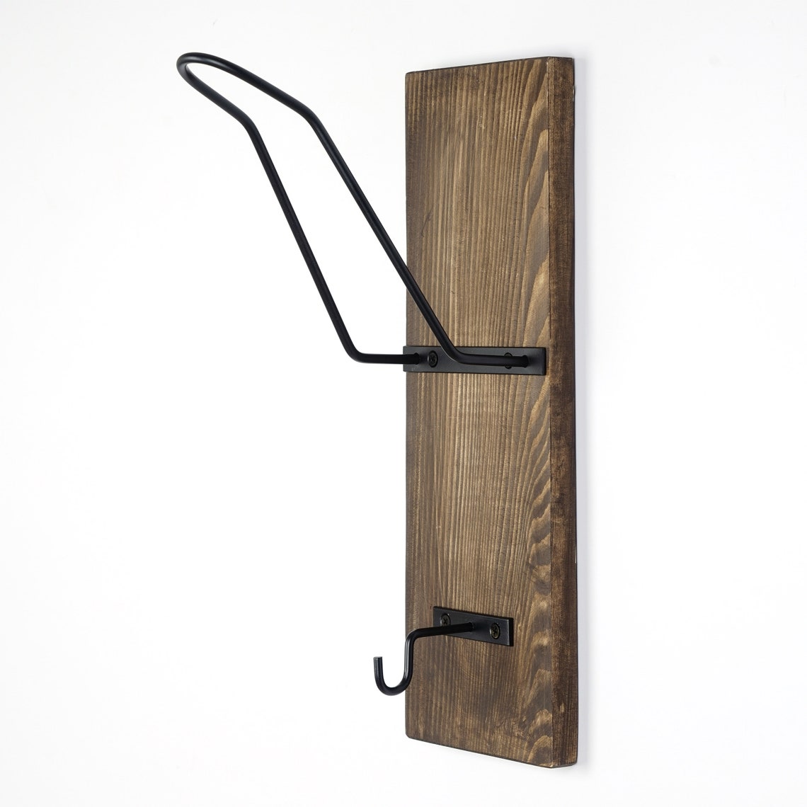 Motorcycle Helmet Holder & Jacket Hook – Wall Mount Rack For Helmet, Coat, Keys & More, Wood & Metal Build-334362