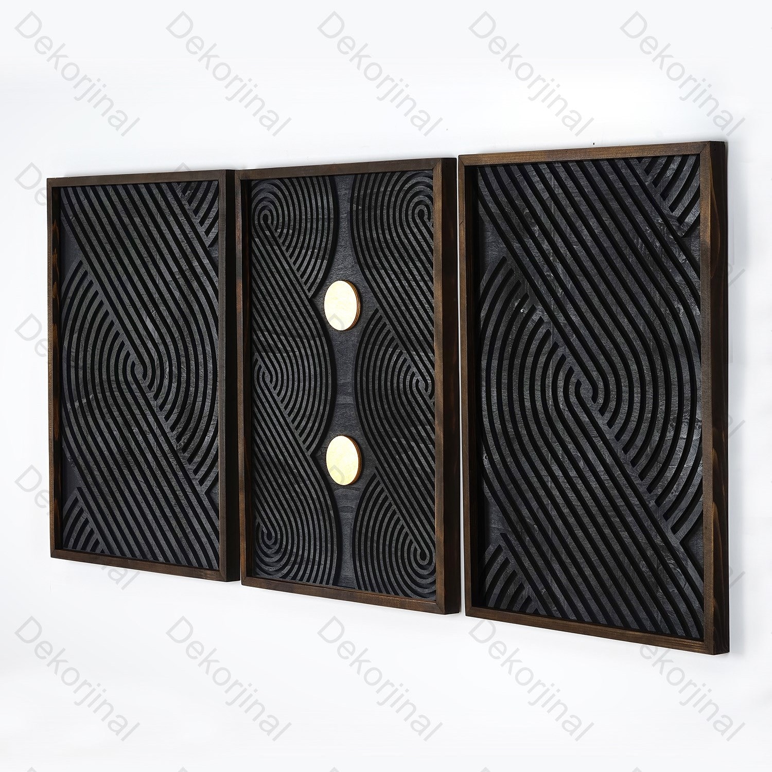 3 Set Wood Geometric Wall Art Set , Minimalist Wood Wall Art Set ...