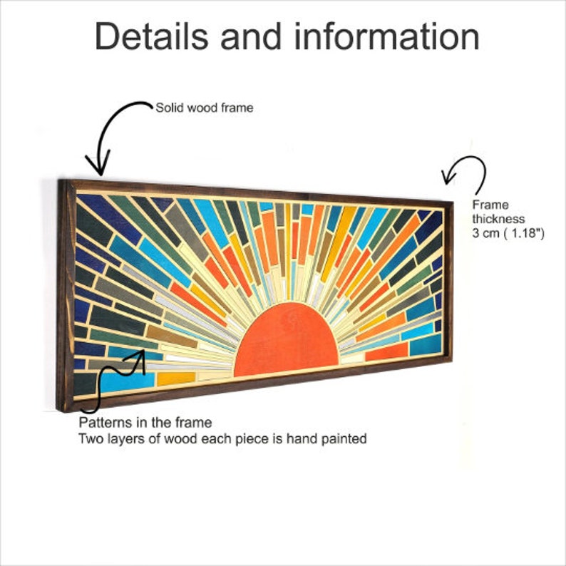 Sunrise Wood Frame Wall Art Wood Wall Hanging Panoromic Etsy