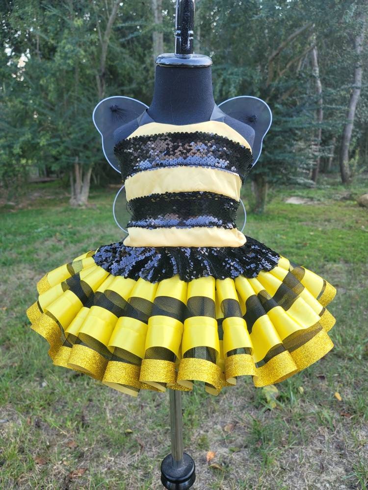 Bee Costume Kit for Girls Women Halloween Party Dress Up-Antenna  Headband+Arm Warmers+High Socks+Tutu Skirt