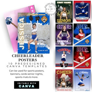 Cheerleader Canva Templates: Sports Posters, Senior Banners (Digital Download)