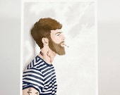 Smoker boy - 18x24 cm / portrait  art print / illustration / giclee print / watercolour / wall decor / wall art / digital print