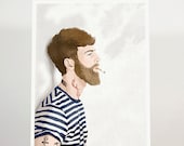 Smoker boy - 18x24 cm / portrait  art print / illustration / giclee print / watercolour / wall decor / wall art / digital print