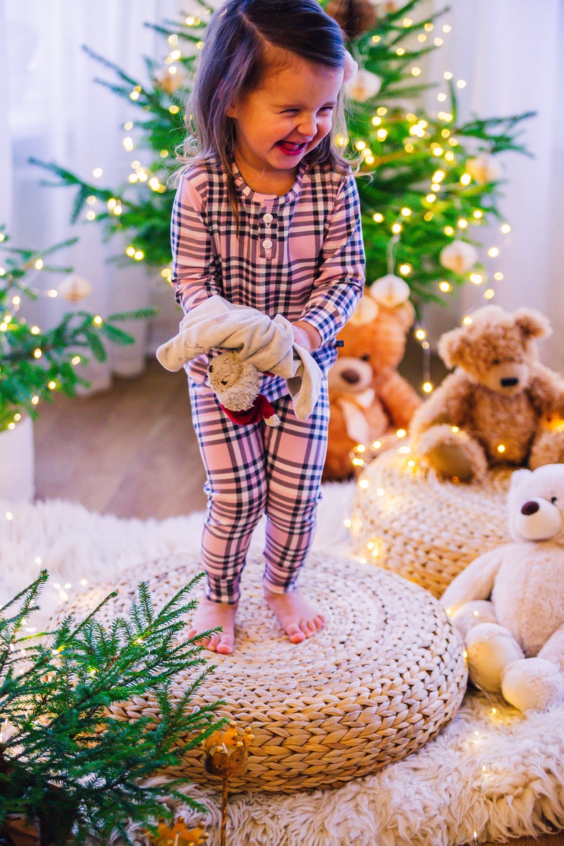 Pink Tartan Plaid Pyjamas Christmas Baby Pajama Set Toddler Etsy