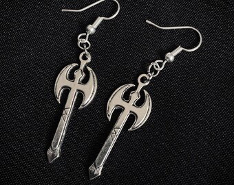 Silver Battle Axe Earrings