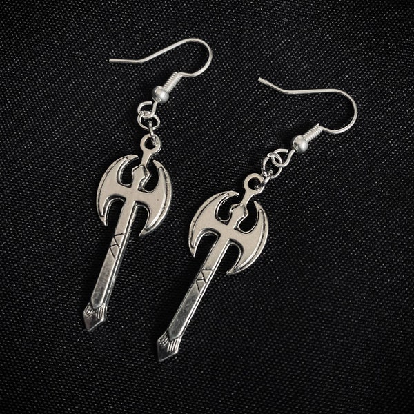 Silver Battle Axe Earrings