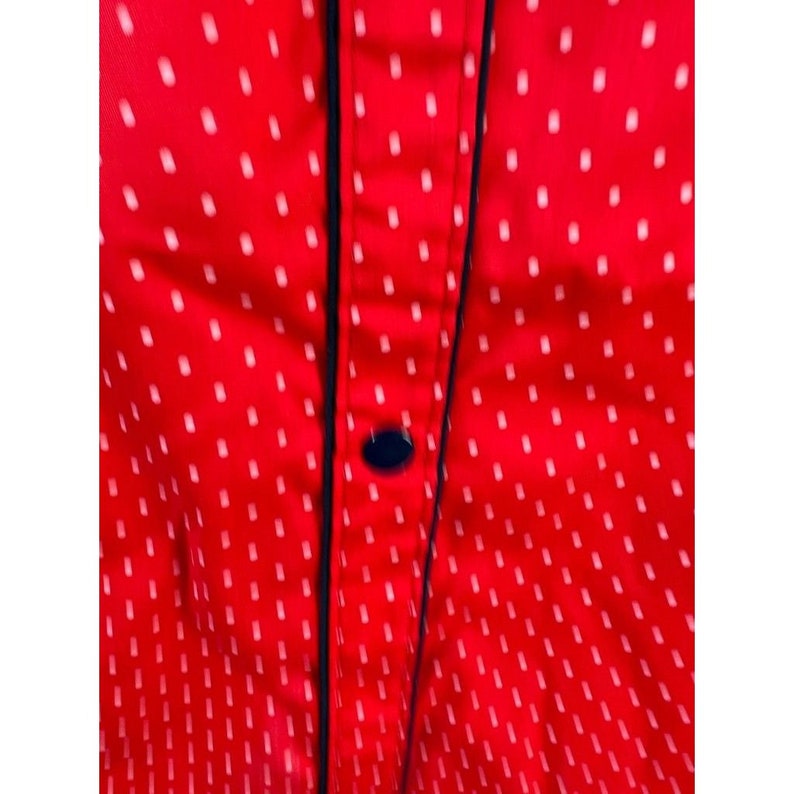 Vintage Smart Time Womens House Dress Red Midi Pocket Tie Neck Potholder L New image 6