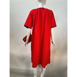 Vintage Smart Time Womens House Dress Red Midi Pocket Tie Neck Potholder L New image 2