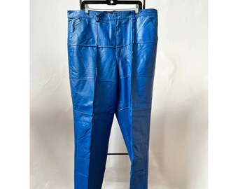 Elephant Mens Leather Pants Dress Blue Pockets Flat Front Big & Tall 44"x34"