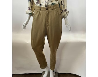 Hermes Vintage Jodhpurs, Beige Cotton Blend Equestrian Pants, Size 40