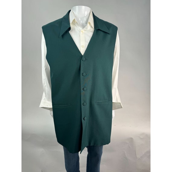 Giorgio B Tunic Vest With Collar Size 48 Green Po… - image 1