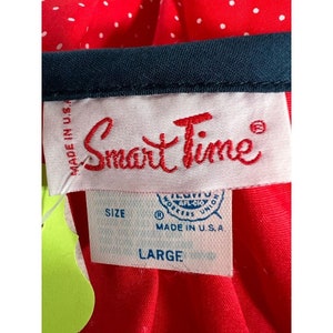 Vintage Smart Time Womens House Dress Red Midi Pocket Tie Neck Potholder L New image 10