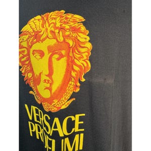 Versace Profumi Black Graphic Tee With Medusa Print - Vintage Style - Unisex - Short Sleeve - Cotton Blend - Size XL image 4