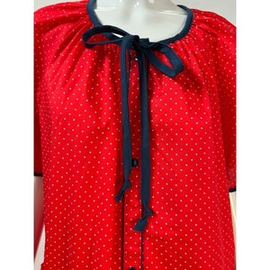 Vintage Smart Time Womens House Dress Red Midi Pocket Tie Neck Potholder L New image 3