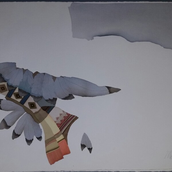 HOLD for A.  Feather Song Series " A Trail of Traditions " original one of a kind watercolor