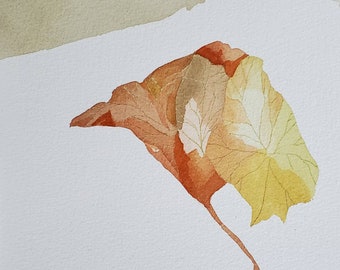 SALE Zen Impressions " Solitary Leaf" one of a kind original watercolor.