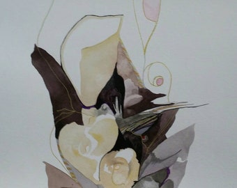 Untetheted Series " Calla Conception" one of a kind watercolor.
