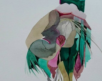 SALE  Untethered Series " Strange Seed Pod " one of a kind original watercolor.