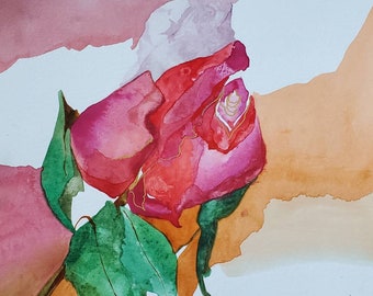 Fall Series " Rosy Romantic Wanderings " one of a kind original watercolor.