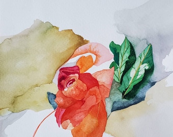 SALE Fall Series " Reminiscent Rose" one of a kind original watercolor.