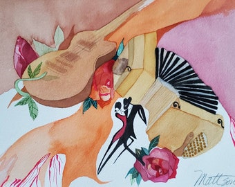 Celebrating the Tango. One of a kind original watercolor.