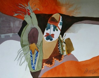 Southwest Series "Walk in my Shoes" one of a kind original watercolor.