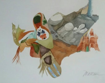 Southwest Series  " Soft Footsteps" one of a kind watercolor.